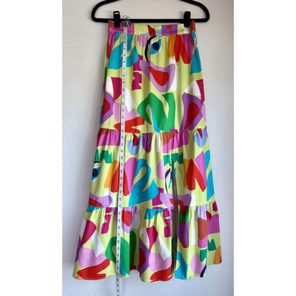 NWT Alden Adair Summer Tiered Maxi Skirt with Slit in Matisse Multicolor Size S - Picture 8 of 10
